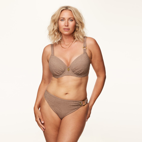 Annadiva Swim Sparkling Smocky Vorgeformtes Balconette Bikini Oberteil Taupe