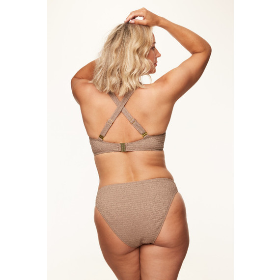 Annadiva Swim Sparkling Smocky Vorgeformtes Balconette Bikini Oberteil Taupe