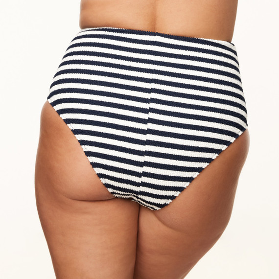 Annadiva Swim Navy Stripes High Waist Bikini Hose Blue