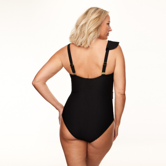 Annadiva Swim The Hills Ruched Ruffle Badpak Black