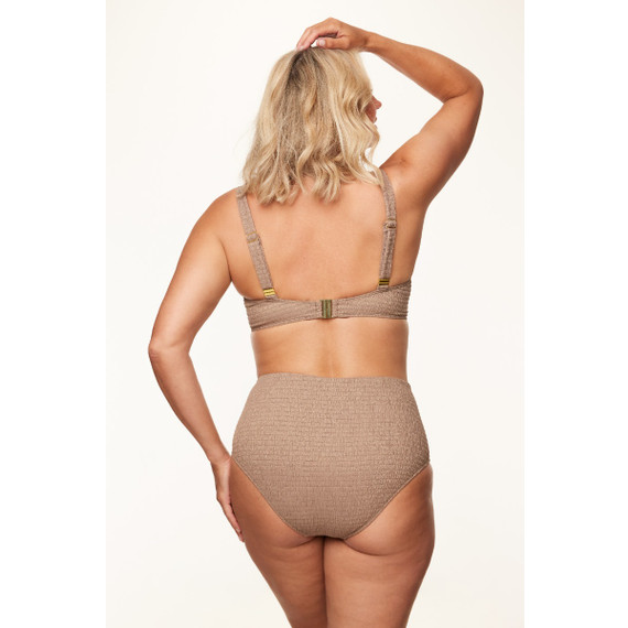 Annadiva Swim Sparkling Smocky High Waist Bikinibroekje Taupe