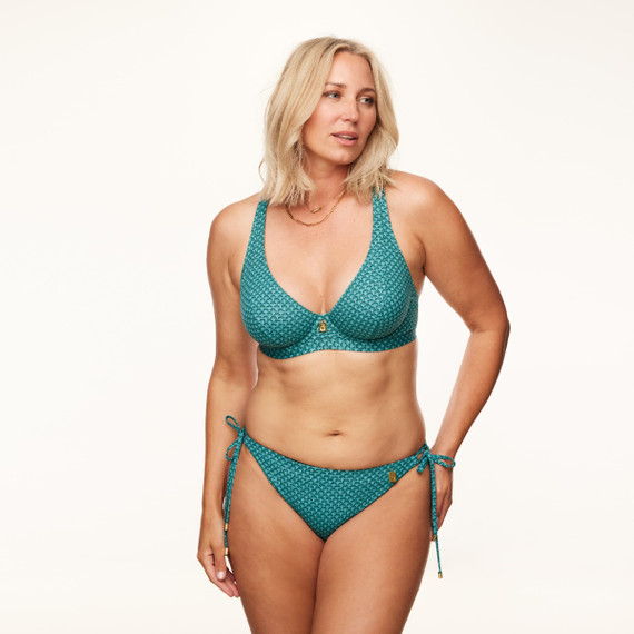 Annadiva Swim Chinese Fan Bikini Hose mit Seitlichen Bändern Aqua