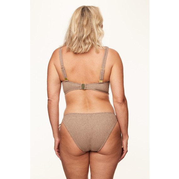 Annadiva Swim Sparkling Smocky Bikini Hose mit Seitlichen Bändern Taupe