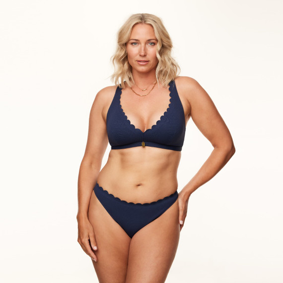 Annadiva Swim Waves Plunge Bralette Bikini Oberteil Navy 
