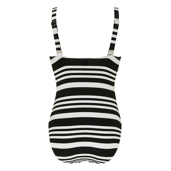 Annadiva Swim Aruba Stripe High Neck Badpak Black White