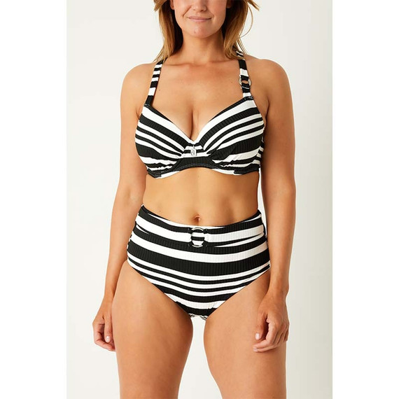 Annadiva Swim Aruba Stripe High Waist Bikinibroekje Black White