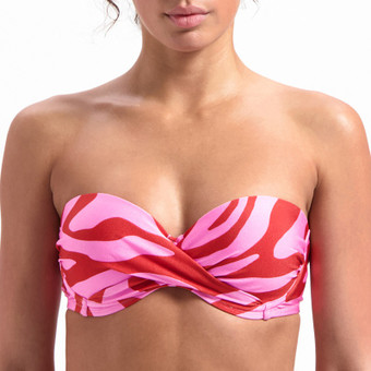 Pink Zebra Bandeau Bikinitop