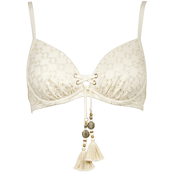 Watercult Beach Broderie Voorgevormde Bikinitop Almond Milk