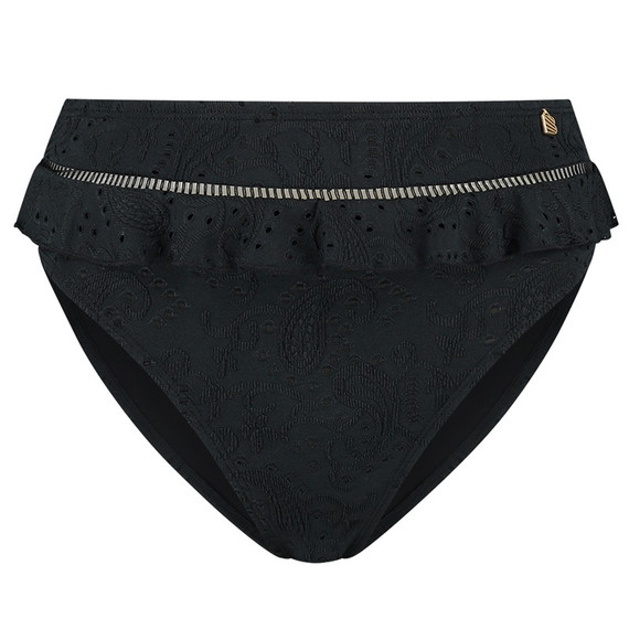 Beachlife Black Embroidery High Waist Bikinibroekje