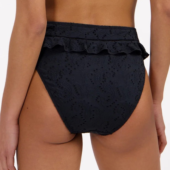Beachlife Black Embroidery High Waist Bikinibroekje