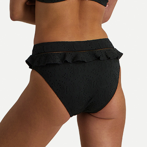 Beachlife Black Embroidery High Waist Bikinibroekje