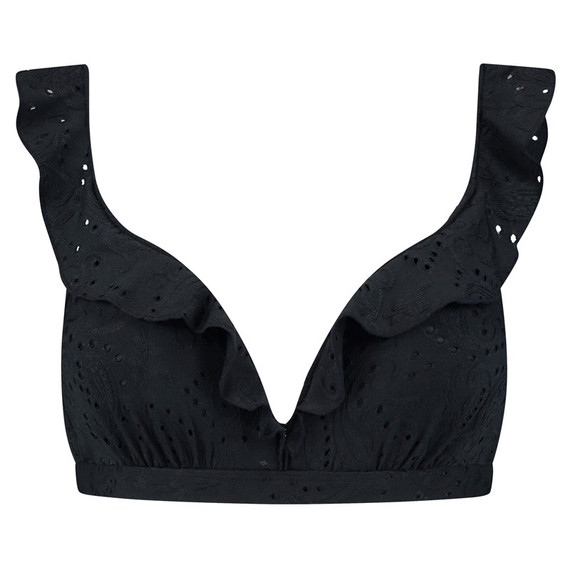 Beachlife Black Embroidery Plunge Bikinitop