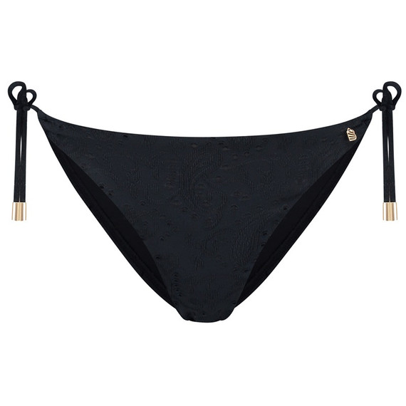 Beachlife Black Embroidery Bikini Hose mit Seitlichen Bändern