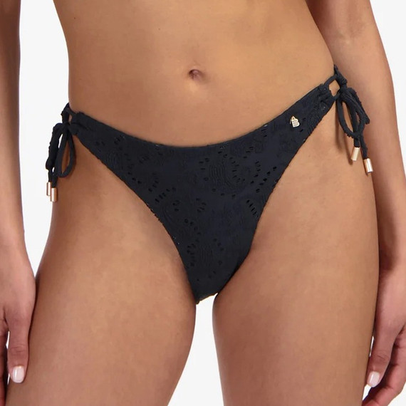 Black Embroidery Bikini Hose mit Seitlichen Bändern
