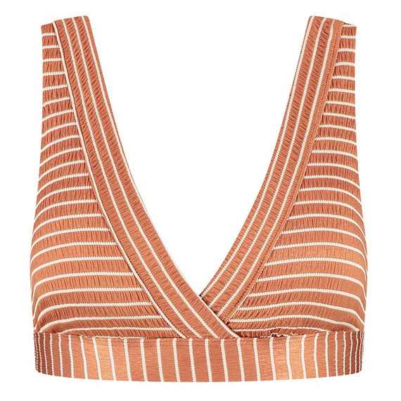 Beachlife Caramel Stripe Plunge Bikini Oberteil