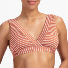 Caramel Stripe Plunge Bikini Oberteil