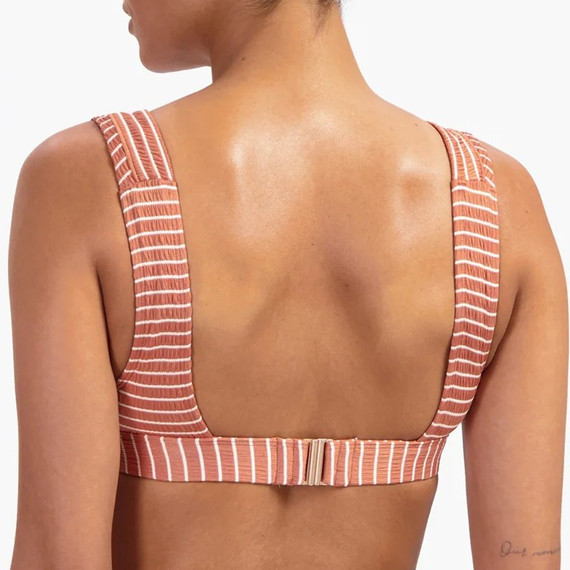 Beachlife Caramel Stripe Plunge Bikini Oberteil