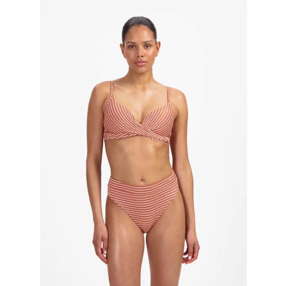 Beachlife Caramel Stripe Twist Bikinitop
