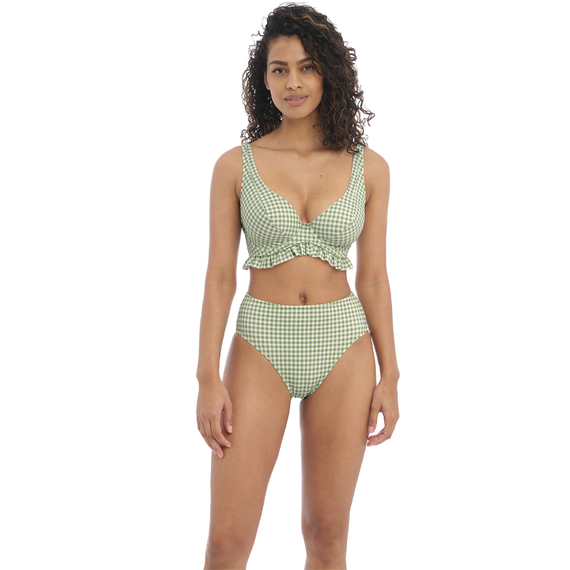 Freya Bademode Check In Hohe Bikini Hose Khaki