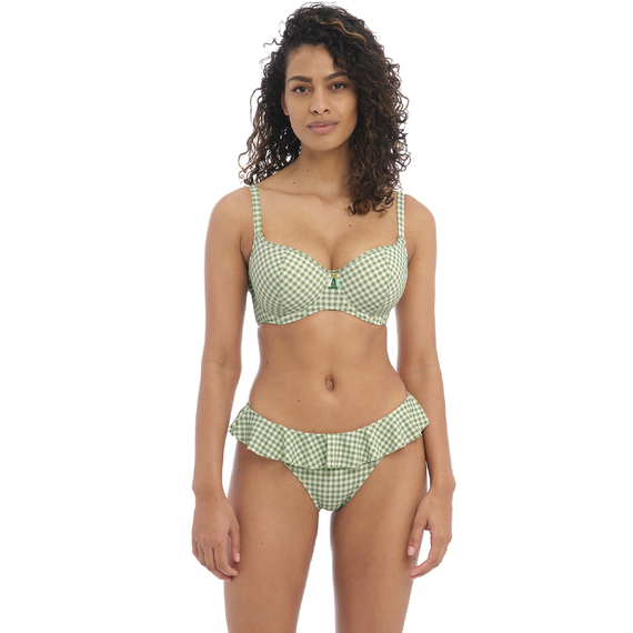 Freya Badmode Check In Laag Bikinibroekje Khaki