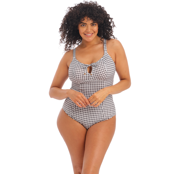 Elomi Swim Checkmate Beugelloos Badpak Grey Marl