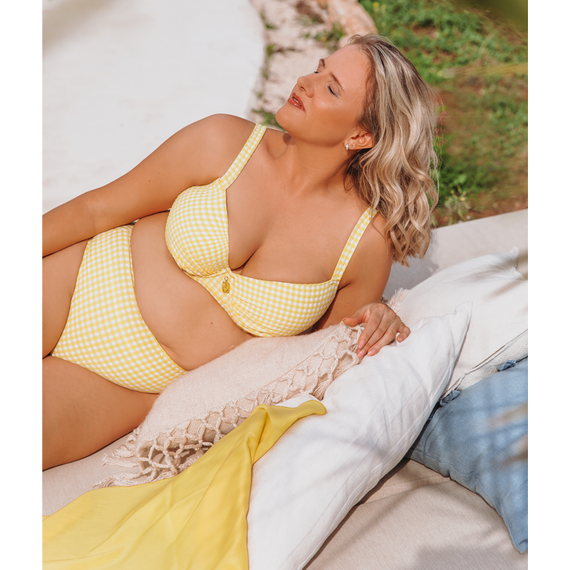 Annadiva Swim Checky Hohe Bikini Hose Citron