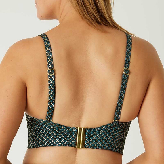 Annadiva Swim Chinese Fan Longline Bikinitop Art Deco Bow
