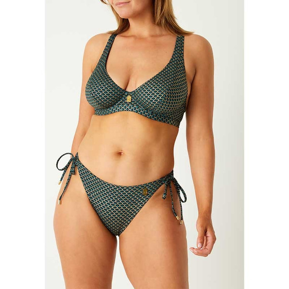 Annadiva Swim Chinese Fan Plunge Bikinitop Art Deco Bow