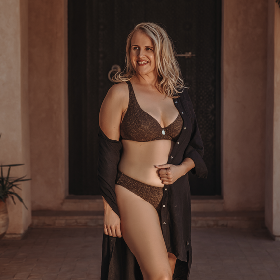 Annadiva Swim Choco Gold Plunge Bikinitop Brownie