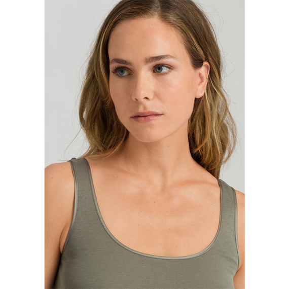 Hanro Cotton Seamless Tanktop Antique Green
