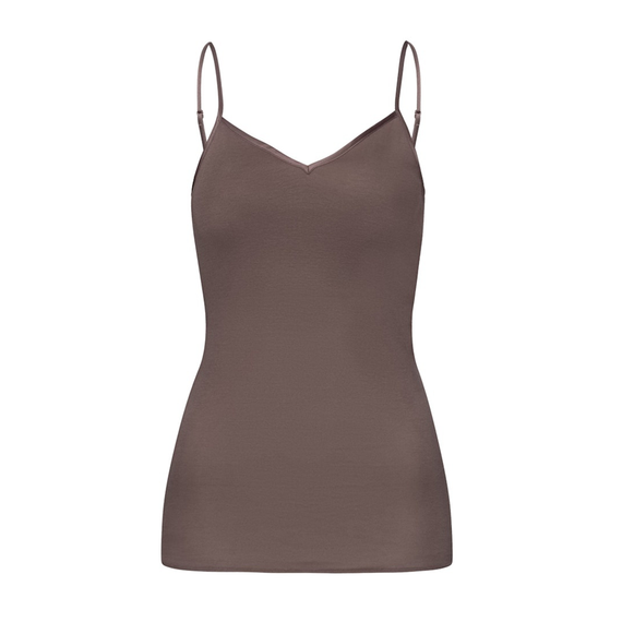 Hanro Cotton Seamless Padded Spaghetti Top Stonewash