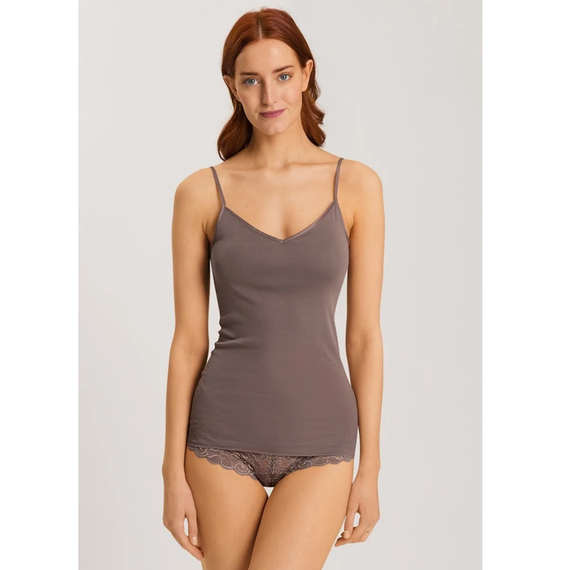 Hanro Cotton Seamless Padded Spaghetti Top Stonewash