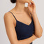 Hanro Cotton Seamless Padded Spaghetti Top Deep Navy