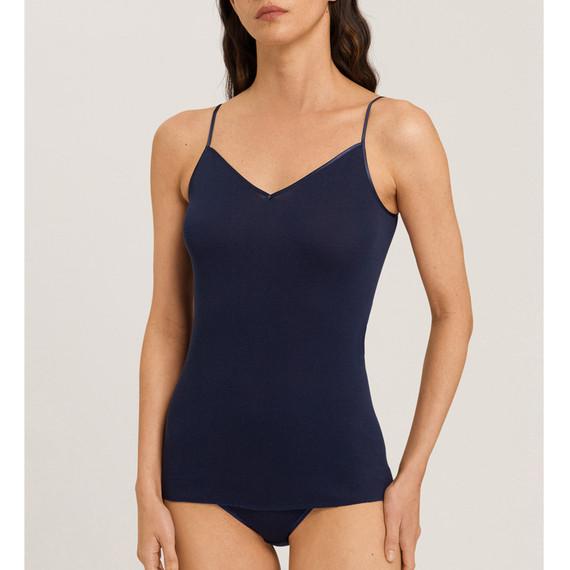 Hanro Cotton Seamless Top met Spaghettibandjes Deep Navy