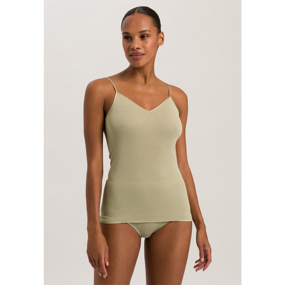 Hanro Cotton Seamless Top met Spaghettibandjes Moss Green