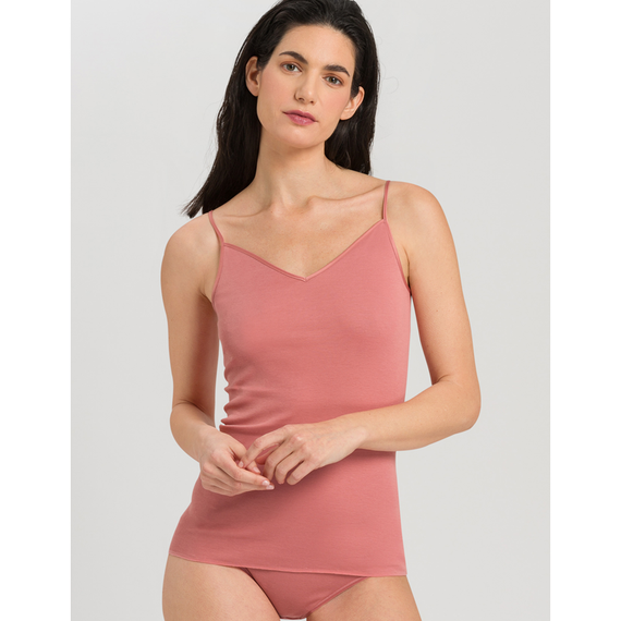 Hanro Cotton Seamless Spaghetti Top Sweet Pepper
