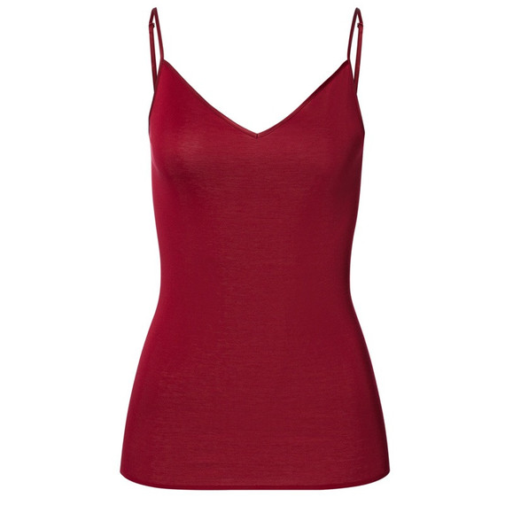 Hanro Cotton Seamless Top met Spaghettibandjes Red Dahlia