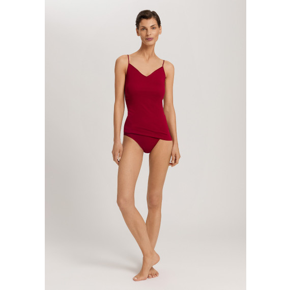 Hanro Cotton Seamless Top met Spaghettibandjes Red Dahlia