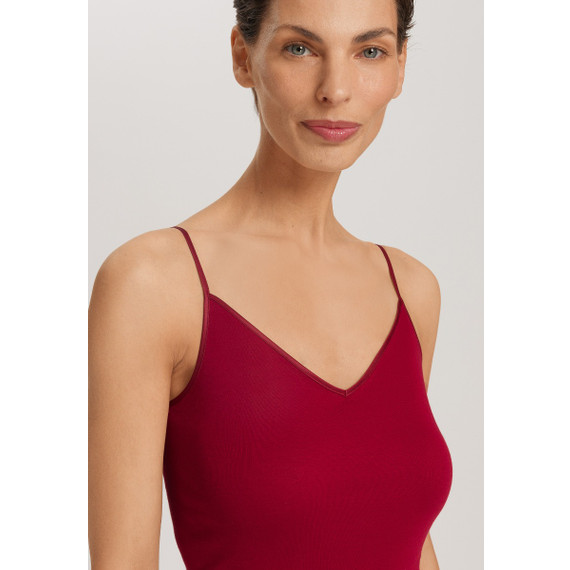 Hanro Cotton Seamless Top met Spaghettibandjes Red Dahlia