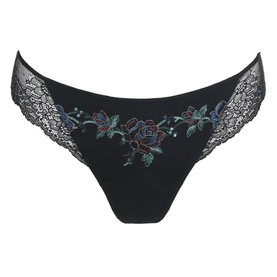 Zwarte slip met kanten afwerkingen? Bestel de Dahlia string van Marie Jo bij Annadiva. Grote lingerie collectie.