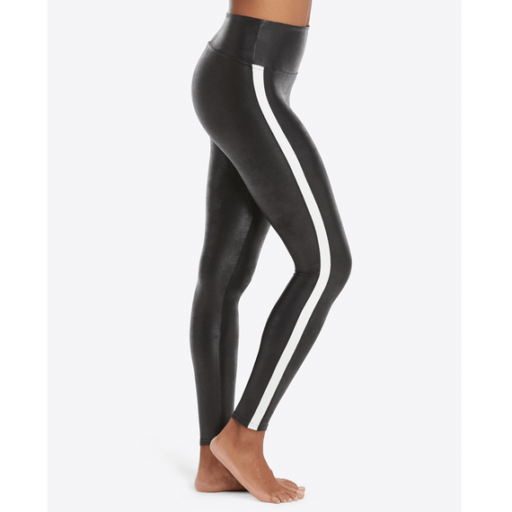 Spanx Faux Leather Side Stripe Legging Very Black