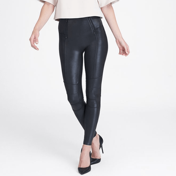 Faux Leather Zip Detail Legging