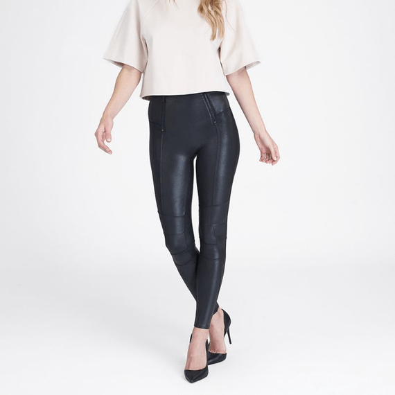 Spanx Faux Leather Zip Detail Legging Very Black