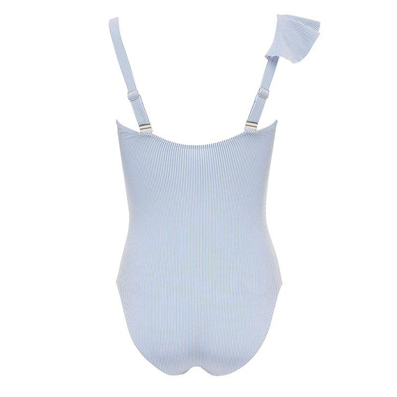 Annadiva Swim French Souvenir Ruched Ruffle Badpak Blue