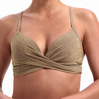 Gold Glitter Twist Bikinitop