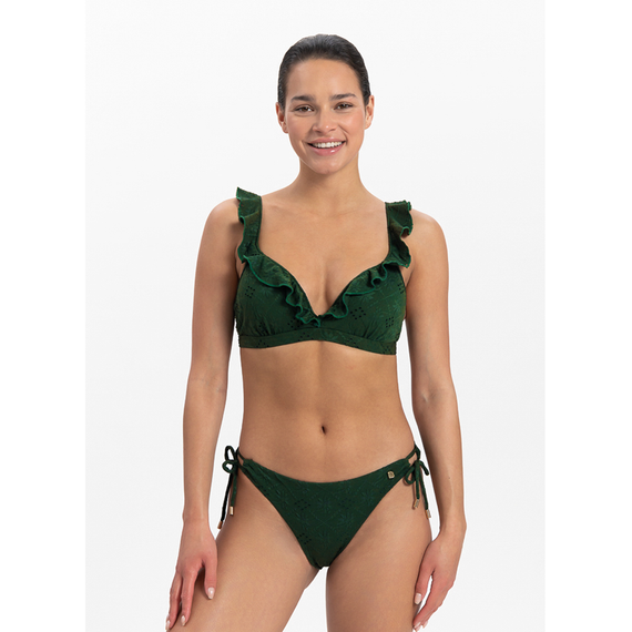 Beachlife Green Embroidery Plunge Bikinitop Groen