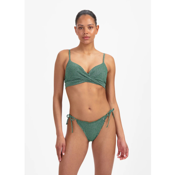 Beachlife Green Glitter Twist Bikinitop