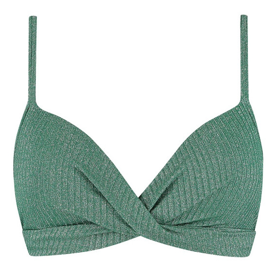 Beachlife Green Glitter Twist Bikinitop