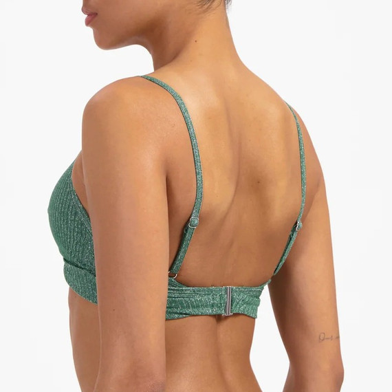 Beachlife Green Glitter Twist Bikinitop