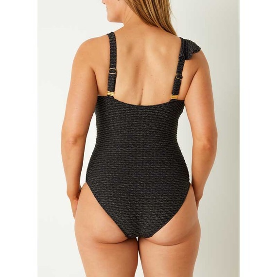 Annadiva Swim Indian Ocean Ruched Ruffle Badpak Black